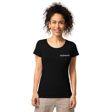 Load image into Gallery viewer, Women’s black organic t-shirt (new logo)