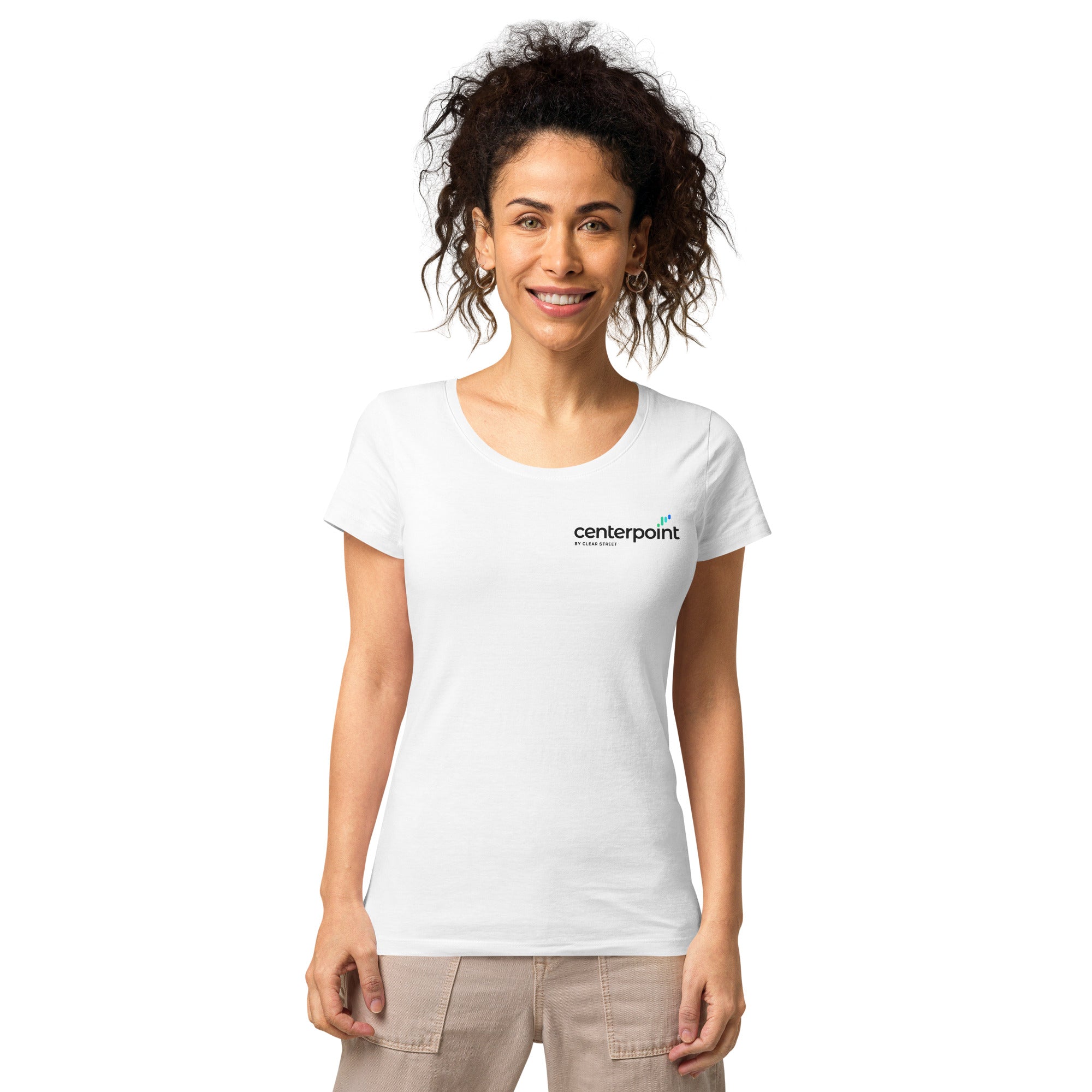 Women’s white organic t-shirt (new logo) – CenterPoint Securities